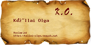 Kállai Olga névjegykártya